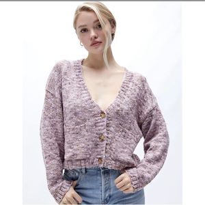 Billabong Womens Sz M oversized Sweater Catch Up Cardigan purple